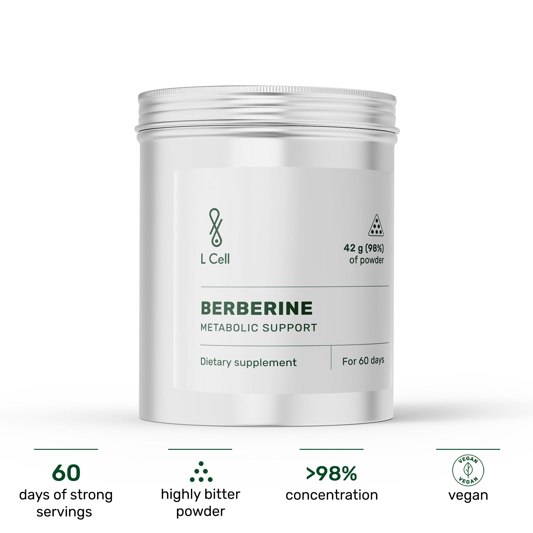 Berberine Powder 42g (60 days, >98% purity)