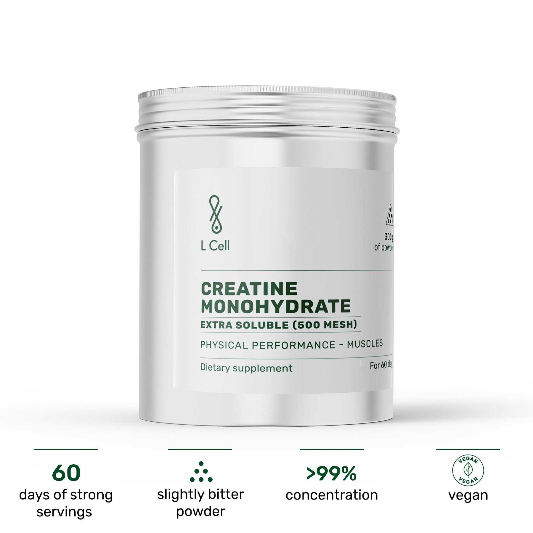 Creatine Monohydrate powder 300g (60 days, 500 mesh), extra soluble