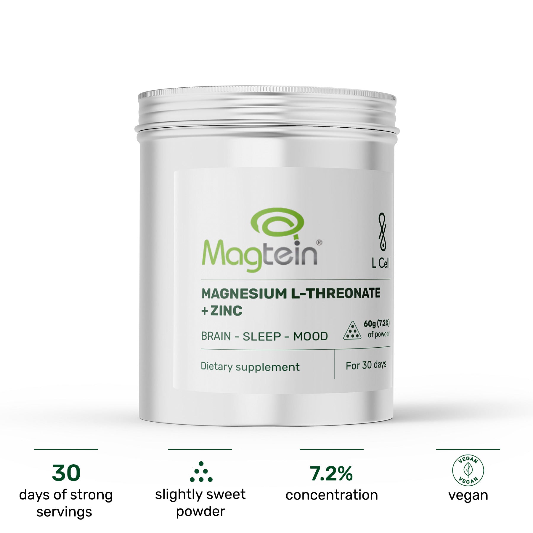 Magnesium L-Threonate Powder 60g (30 days, >99% purity)