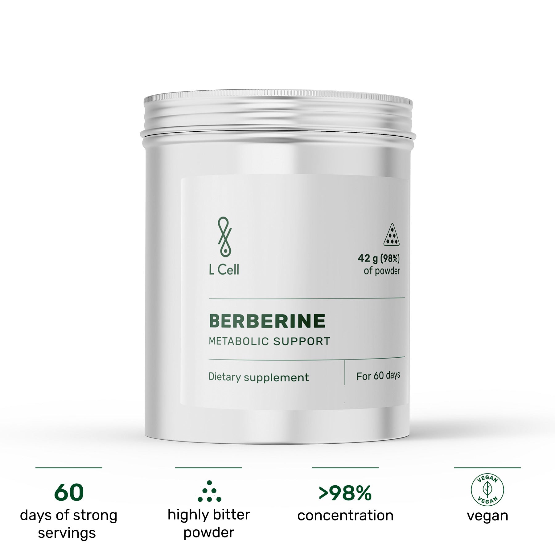 Berberine Powder 42g (60 days, >98% purity)