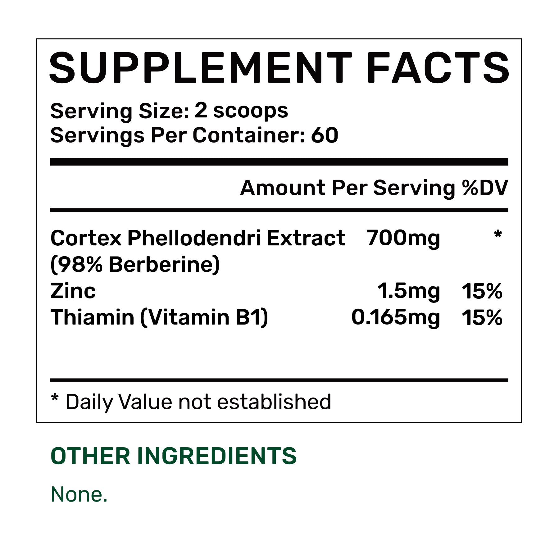 Berberine Powder 42g (60 days, >98% purity)