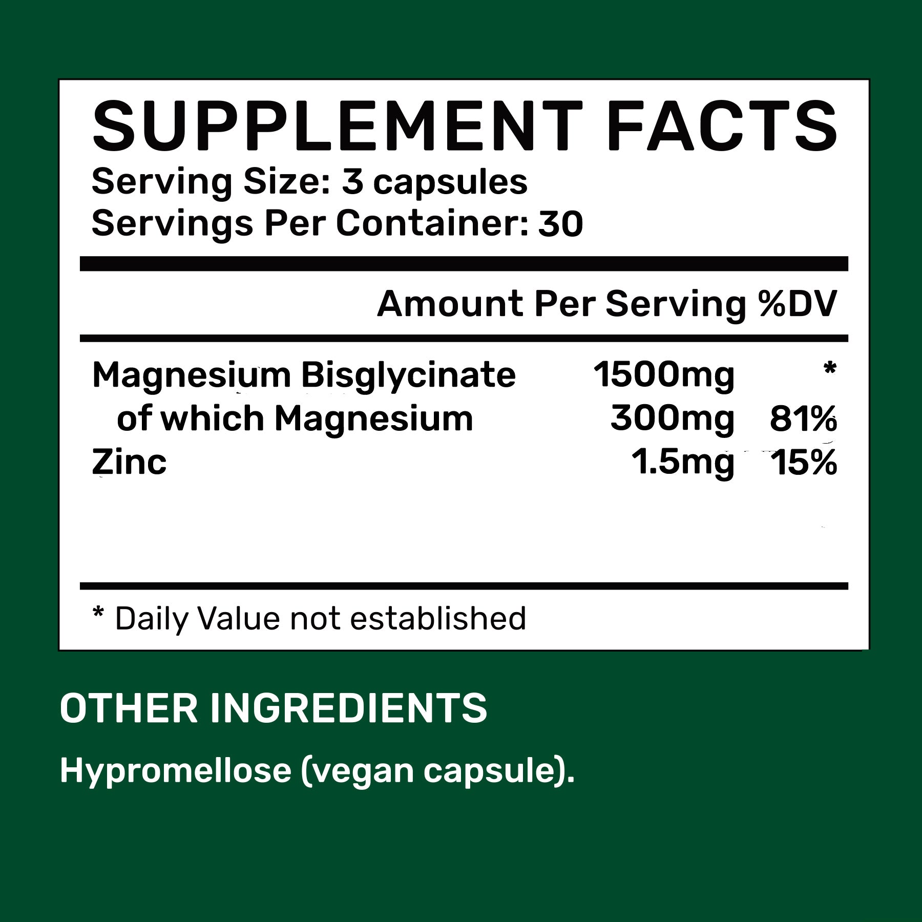 Magnesium Bisglycinate Capsules 500mg (30 days, 90 pc.)