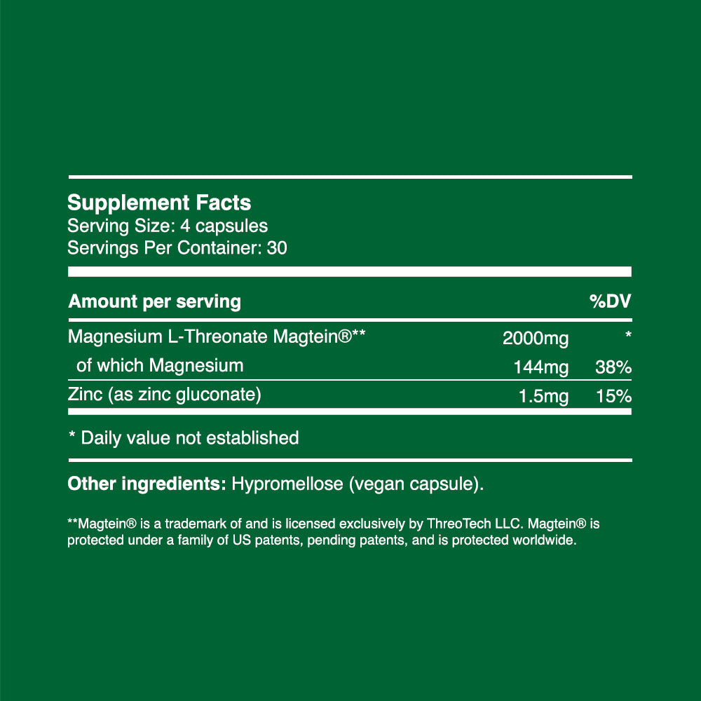 Magnesium L-Threonate Capsules 500mg (30 days, 120 pc.)