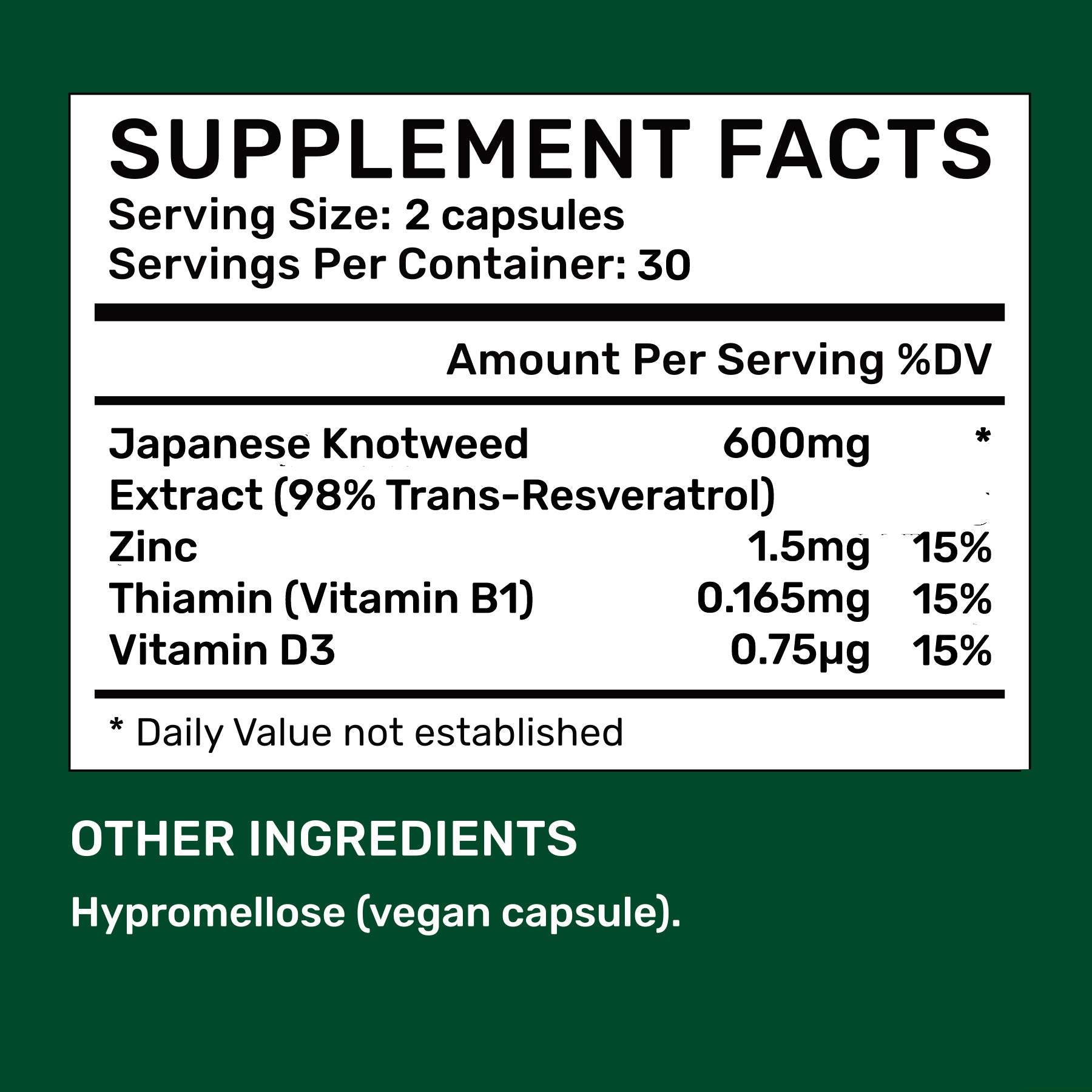 Trans Resveratrol Capsules 300mg (30 days, 60 pc.)