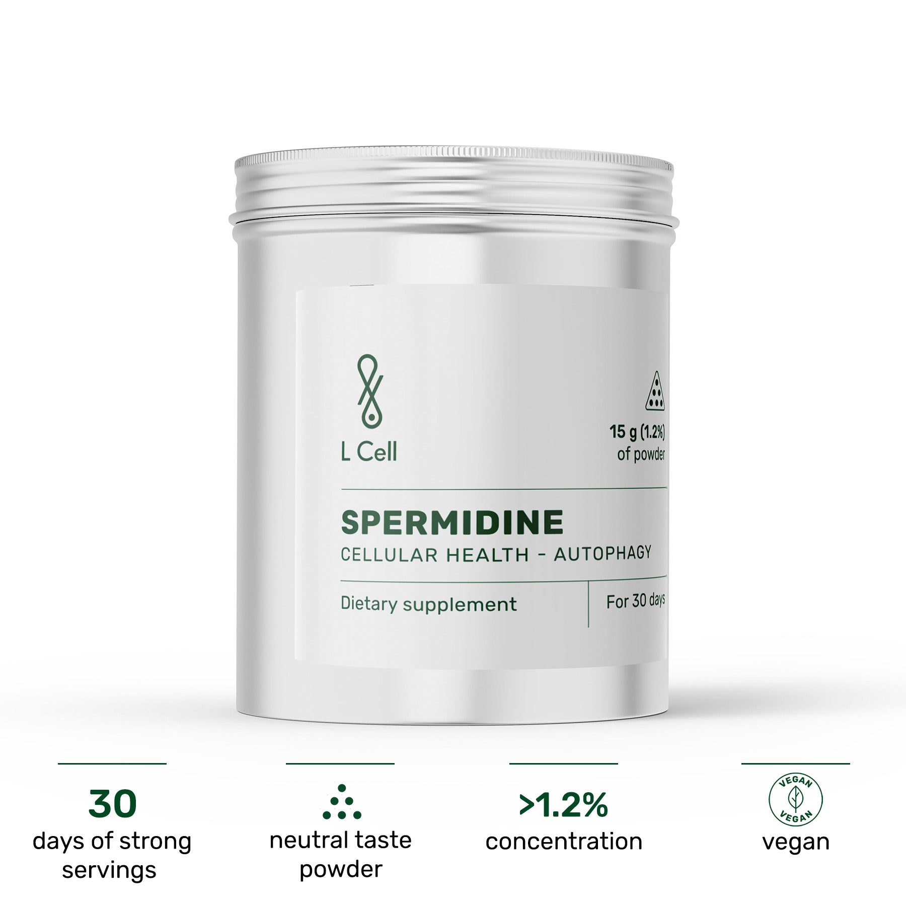 Spermidine Powder 15g (30 days, 1.2% concentration)